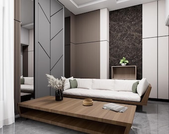 Sofá y mesa minimalistas para sala de estar – Blueprint Design