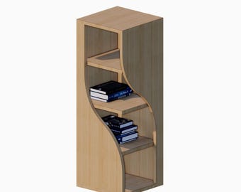 Minimalist Wooden Storage Shelf with Curved Detail – Blueprint & Design Package