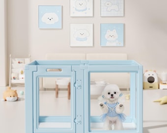 Modern Acrylic Puppy Playpen on Wheels: Clear Indoor Dog Crate for Small Dogs
