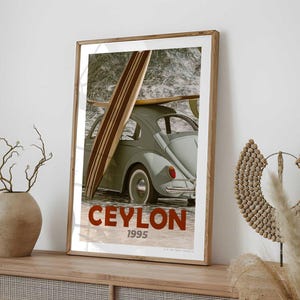 Sri Lanka 1995 Surf Poster | Vintage Travel Poster | Retro Longboard Print (Digital Download)
