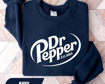 Bluza z nadrukiem Dr Pepper Est 1885, okrągły dekolt z nadrukiem Soda, koszulka retro Dr Pepper, prezent dla miłośnika napojów gazowanych, damska koszulka z logo Dr. Pepper, sweter Dr Pepper Soda