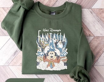 Walt Disney Fantasia Mickey Vintage Sweatshirt, Fantasia Mickey Sweater, Mickey Sorcerer Hoodie, Disneyland Family Matching, Disney Trip Tee