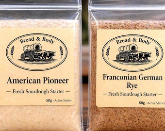 Sourdough Starter 2 Pack | American White + German Rye | Fresh Active Starter | Ready to Bake