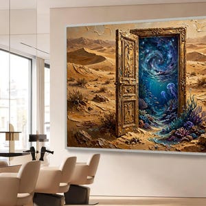 Tela surreal para entrada no deserto, arte de parede com vórtice oceânico, tela com cena subaquática, tela com águas-vivas e recife de coral, decoração para casa.