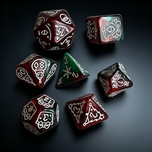 Set De 7 Dados De Metal D&D Con Diseño De Hojas – Dados De Mazmorras Y Dragones En Amarillo Y Verde, Hechos A Mano