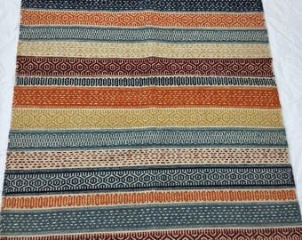 Handwoven Striped Kilim Rug, Boho Tribal Wool Flatweave Carpet (Custom Size)