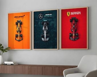 Formula 1 Wall Art F1 Poster Set McLaren Ferrari Mercedes Verstappen Norris Piastri Leclerc Ricciardo Gift for Him
