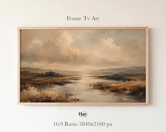 Moody Abstract Frame TV Art | Neutral Earthy Landscape Painting | Samsung Frame TV Download | Vintage Textured Wall Art