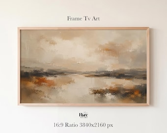 Earthy Abstract Landscape Frame TV Art | Neutral Samsung Frame TV Download | Moody Vintage Textured Wall Decor