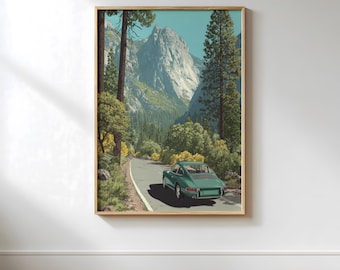 Porsche 911 Auto Poster, Vintage Stil Wandkunst (Digitaler Download)