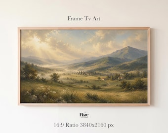 Moody Landscape Frame TV Art | Serene Mountain Valley Samsung Frame TV Art | Vintage Neutral Digital Download