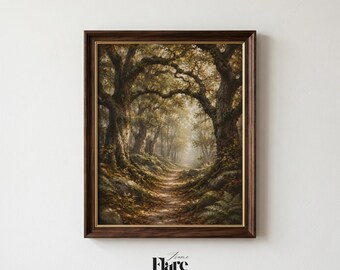 Watercolor Woodland Path Print | Soft Botanical Forest Wall Art | Cottagecore Nature Printable Decor
