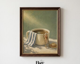 Coffee Cup Swimming Pool Print | Funny Coffee Wall Art | Surreal Kitchen Decor | Coffee Lover Gift | Printable Digital Download