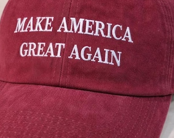Gorra de béisbol bordada MAGA: sombrilla de color liso, regalo patriótico