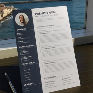 Yachting CV Template – Bilingual FR/EN Deckhand & Stewardess Job (Word format, fillable)
