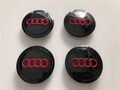 Set of 4 Pieces Wheel Center Caps Audi 69mm - 2.72 Inch Black/Red Glossy product logo
