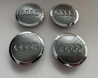 Set of 4 Pieces Wheel Center Caps Audi 69mm - 2.72 Inch Gray Glossy