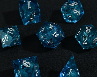 Sharp Edge Resin Dice for DND Tabletop Games, Resin Liquid Dice, D&D Dice Set Mystery, Dnd Player Gift