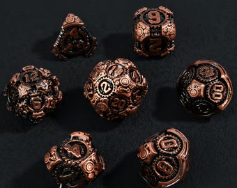 Steampunk Metal DND Dice Set, Sharp Edge, RPG Gaming