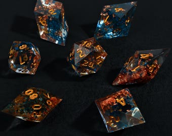 Sharp Edge Resin Dice Set, TTRPG DND Gift
