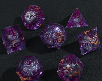 Liquid Core Galaxy Dice Set – Purple Resin DND Dice for RPG Lovers