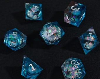 Liquid Core Dice with Sharp Edge, Resin Liquid Dice, D&D Dice Set Mystery, Dnd Player Gift