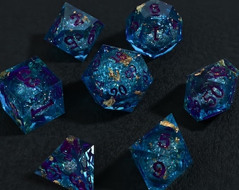 Liquid Core Resin Dice Set, Sharp Edge D&D Dice