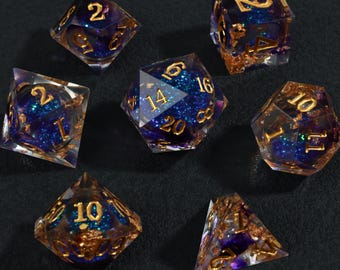 Liquid Core Resin Dice Set, TTRPG Role Playing Game, Sharp Edge Resin Dice for DND Tabletop Games