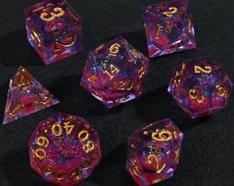 Liquid Core Dice with Sharp Edge, Resin Liquid Dice, D&D Dice Set Mystery, Dnd Player Gift