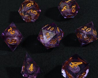 Liquid Core Dice with Sharp Edge, Resin Liquid Dice, D&D Dice Set Mystery, Dnd Player Gift