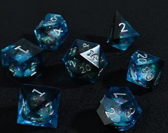 Sharp Edge Resin Liquid Core Dice Set, TTRPG DND Gift