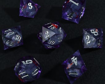 Koi Fish Dice Set, Sharp Edge Resin Liquid Core Dice Set, TTRPG DND Gift