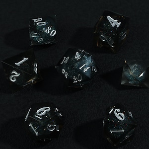 Black Liquid Core Dice with Sharp Edge, Resin Liquid Dice, D&D Dice Set Mystery, Dnd Player Gift