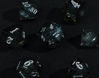 Black Liquid Core Dice with Sharp Edge, Resin Liquid Dice, D&D Dice Set Mystery, Dnd Player Gift