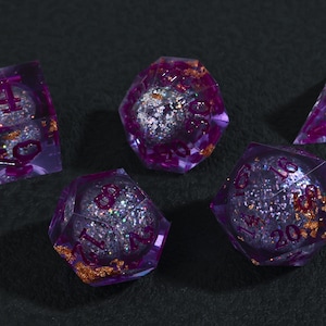 Liquid Core Galaxy Dice Set – Purple Resin DND Dice for RPG Lovers image 2