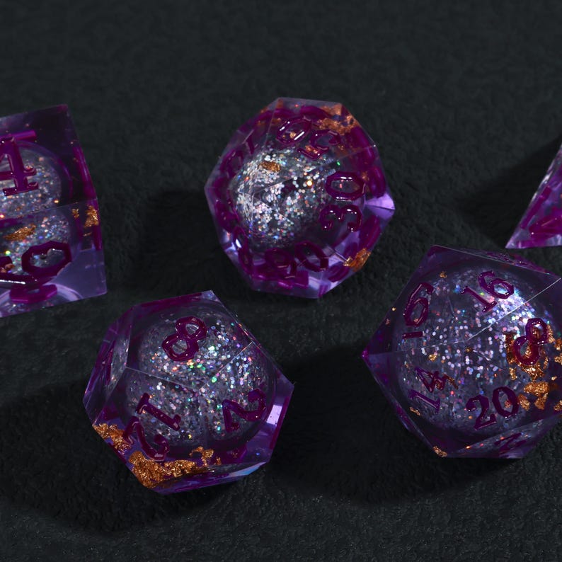 Liquid Core Galaxy Dice Set – Purple Resin DND Dice for RPG Lovers image 2