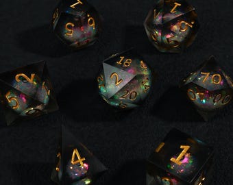 Flüssigkern Würfel mit scharfer Kante, Resin Flüssigwürfel, D&D Würfelset Geheimnis, Dnd Spieler Geschenk