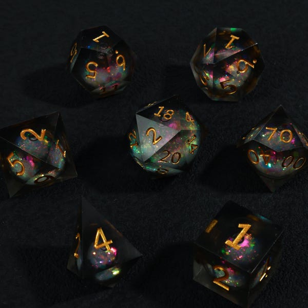 Liquid Core Dice with Sharp Edge, Resin Liquid Dice, D&D Dice Set Mystery, Dnd Player Gift