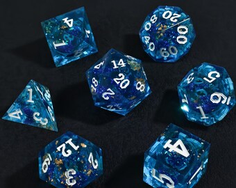 Dados de resina con borde afilado para juegos de mesa D&D, dados líquidos de resina, juego de dados D&D misterioso, regalo para jugadores de D&D.