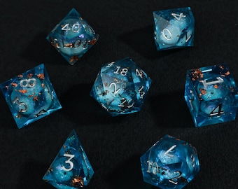 Liquid Core Resin Dice Set, Sharp Edge D&D Dice