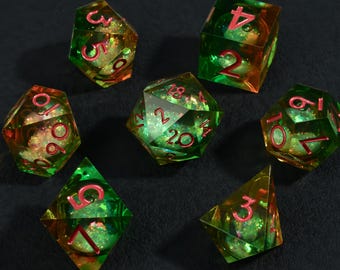 Liquid Core Dice with Sharp Edge, Resin Liquid Dice, D&D Dice Set Mystery, Dnd Player Gift