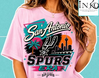 Go Spurs Go Faux PNG, San Antonio Spurs  finals Logo Patch, Fiesta Colors Skyline Sublimation, Game Day Basketball Shirt Design