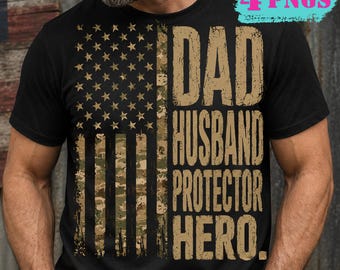 Dad Husband Protector Hero Png, Camouflage Hunting Shirt Png, Father's Day png, Best Dad Ever png, Army Dad Png,Camo Dad Png, Fatherhood Png
