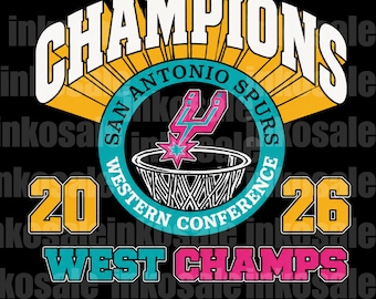 2026 Spurs Western Conference PNG | Retro Spurs Champion Shirt Design | Pink Teal Orange PNG Sublimation