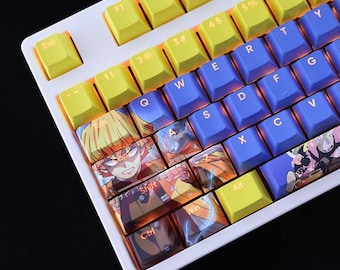 Zenitsu Agatsuma Keycap Set Demon Slayer Japanese PBT 108 Key Cherry MX Style