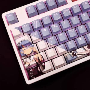 Juego de teclas Rem Re:Zero PBT japonés de 108 teclas estilo Cherry MX