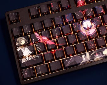 Homura Akemi Keycap Set Puella Magi Madoka Magica Japanese PBT 108 Key Cherry MX Style
