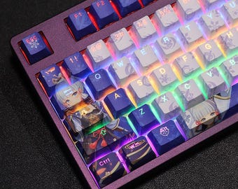 Kamisato Ayaka Keycap Set Genshin Impact Japanese PBT 108 Key Cherry MX Style