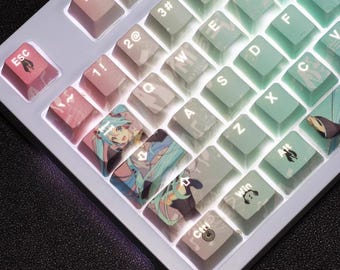 Hatsune Miku Keycap Set Japanese PBT 104 Key Cherry MX Style