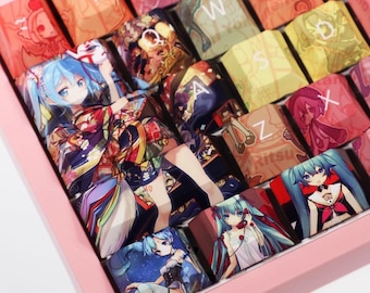 Hatsune Miku Keycap Set Japanese PBT 104 Key Cherry MX Style